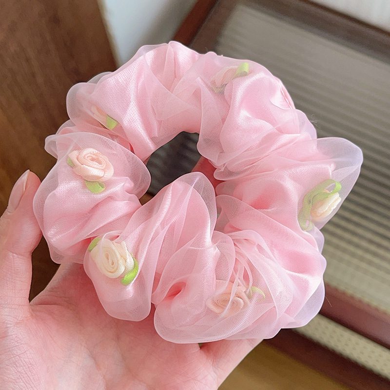 Pink Gem Rose Scrunchie