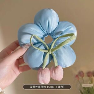 Blue Pillow Flower Scrunchie
