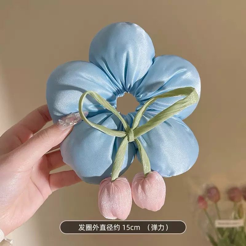 Blue Pillow Flower Scrunchie