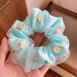 Blue Gem Rose Scrunchie