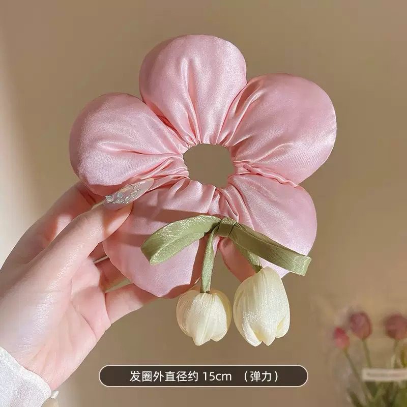 Pink Pillow Flower Scrunchie