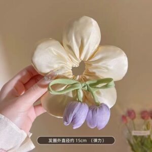 Beige Pillow Flower Scrunchie