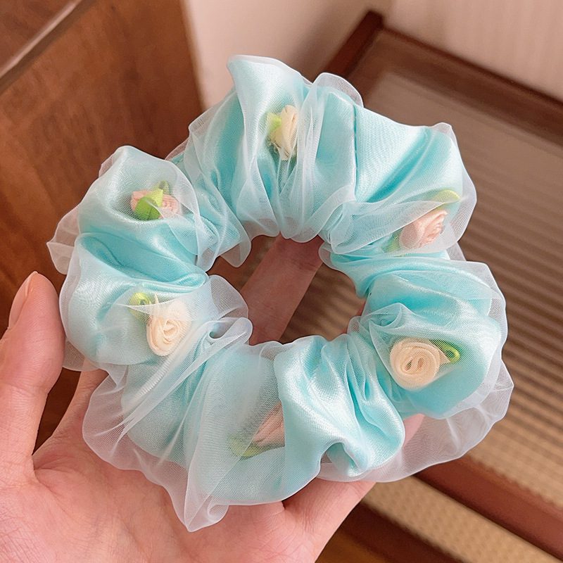 Blue Gem Rose Scrunchie