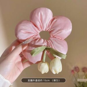 Pink Pillow Flower Scrunchie